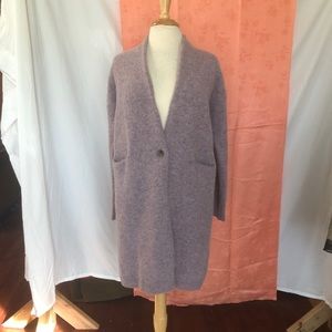 Uniqulo Long Knitted cardigan sweater Coat lavender XS Oversized wool
